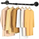 Yawinhe Kleiderstangen für die Wand, 80cm industrieller Rohr-Kleiderständer zur Wandmontage, Platzsparenders Wandregal Küchenregal, für Geschäft, Wohnen, Schwarz, 1-Pack, YMG002A-1