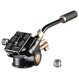 Soonpho Q-08S Heavy Duty Videokamera Stativ Fluidkopf Schwenkkopf mit verlängertem Griff, Stativkopf mit 1/4 Zoll Schraub-Schiebeplatte 360 Grad drehbarer für DSLR, Camcorder, Einbeinstativ