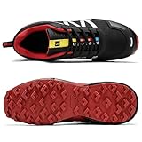 Dhinash Trekking Wanderschuhe Herren Traillaufschuhe Leicht Laufschuhe Sportschuhe Outdoorschuhe Sneaker Straßenlaufschuhe Fitnessschuhe Turnschuhe Trekkingschuhe Schwarz Rot Gr.43