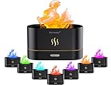 Flammen Aroma Diffuser, Upgrade 7-Farben-Licht Ätherische Öle Diffuser, Luftbefeuchter Humidifier DuftöL Diffuser für Kinder, Zuhause Büro, Raumduft oder Yoga - Wasserlose Abschaltautomatik (Schwarz)
