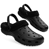 CityComfort Herren Clogs mit Fleecefutter, Warme und Bequeme Hausschuhe – Geschenke für Männer (Schwarz,45 EU)