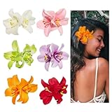 6 Farben böhmische künstliche Blumen-Haarnadel, Blumen-Haarspange, hawaiianische Haarnadel für Urlaub am Meer, Brautschmuck, Kopfbedeckung für Frauen und Mädchen (Zwillingsblumen)
