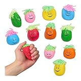 Relaxdays Stressball 6 cm, 12er Set, Grimasse/Haare, Antistressball knetbar für Kinder, Erwachsene, Knautschball, bunt