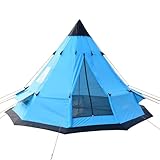 SAFACUS Tipi Zelt für 5-6 Personen, Indianerzelt für Camping, Wandern, Insektenschutz mit Abnehmbarer Boden, Pyramidenzelt, Rundzelt, Festivalzelt, Familienzelt mit 4000 mm Wassersäule