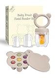 Fruchtsauger Baby: BPA-Frei Fruchtschnuller für Obst, Gemüse, Brei Zahnungshilfe für Babys ab 4 Monate, Aufbewahrungsbehälter für Babynahrung (Grey)