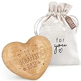 LOViLEE® Handschmeichler, Du schaffst das – Holz-Herz inkl. extra Geschenkbeutel und Grußkartenset – Glücksbringer, Glücksstein, Geschenk und Mutmacher für Familie und Freunde