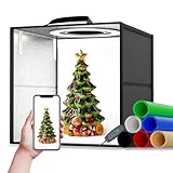 Fotostudio Set Photobox 40 * 40 * 40cm,Sunowl Tragbarer Fotostudio Lichtzelt mit 120 LEDs Verstellbares Licht,Professionelle Lichtbox Fotobox mit 3 Farben und 6 PVC Hintergründe