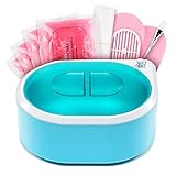 YAOBLUESEA Paraffinbad für Hände und Füße, Professioneller Schnellheiz-Wachserwärmer 265W 2000mL mit 4x200g Paraffinwachs und Zubehör Blau-Weiß