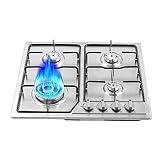 LENDISIY Gaskocher 4 Flammig, Edelstahl Gasherd mit 4-Brenner, Einbauherd Erdgas Propangas Gaskochfeld, Einbau-Gaskocher Gas Kochherd NG/LPG für Küche