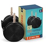 Alphatrail Fahrradschlauch Rick 20 Zoll AV Autoventil 2X Set mit Mobilitätsgarantie I Kompatible Fahrradreifen Schwalbe, Continental, Conti, Michelin, Kenda & Maxxis Fahrrad Schlauch