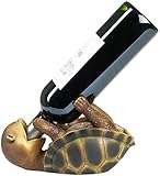BRUBAKER Weinflaschenhalter durstige Schildkröte - Flaschenhalter Trinkende Tiere - Flaschenständer lustig - Meeresschildkröte Deko Figur Handbemalt Bar Weinzubehör - Witziges Wein Geschenk