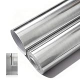 Küchenfolie Selbstklebend, Metallfolie 40cm X 5m Edelstahl Klebefolie Möbel Wasserfest Möbelfolie Arbeitsplatte Küche Dekorfolie Selbstklebend für Küchenarbeitsplatte Kühlschrank Schränke