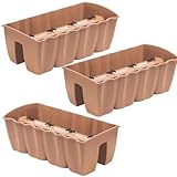 DTU24 3X Blumenkästen für Balkon, Balkonkasten Blumentopf Geländer, 3 Stück (60 cm, Terrakotta, 3 Pack)