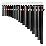 Deekec 18 Pfeifen Pan Flöte C Key - Anfängerfreundliches Instrument mit verbessertem Mundstück-Design für einfaches Spielen, perfekt für Schüler und Musikbegeisterte, Schwarz