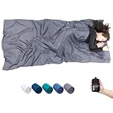 BROWINT Seidenschlafsack Inlett, Hüttenschlafsack aus 100% Naturseide, Extrabreite 220x110cm, 220x87cm, Mumie, Schlafsack Inlett, Inlay, Reiseschlafsack dünn, Leicht, Kompakt, Verstärkte Ecken