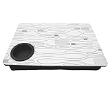 PrimoLiving Knietablett mit Tassenhalterung - 41 x 28,2 x 7,5 cm – Tablett als Laptopunterlage – Sofa oder Bett-Tablett – P-923