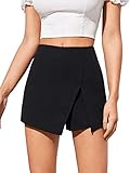 SheIn Damen Hosenrock Kurze Hose Hohe Taille Shorts Herbst Sommer Hosen Casual Rock Elegant Hosenrock mit Schlitz Schwarz M