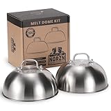 Norzn Brothers® 304 Edelstahl Grillglocken Set, 2 Abdeckhauben zum Schmelzen von Käse, EU-Zertifiziert für Lebensmittelkontakt, Rauchglocken für Speisen, Burger-Abdeckhauben, Grill Glocken für BBQ