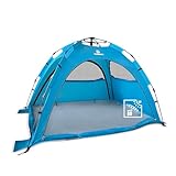 outdoorer SunSnapper Air - UV 80 Quick-up-Strandmuschel mit 4 Türen und 3 Fenster, Schnellaufbau BZW. Automatik-Strandzelt, verschließbar, mit UV-Schutz 80, Sichtschutz und Insektenschutz
