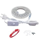Q.Laomi LED Streifen Warmweiß, IP65 Wasserdicht LED Lichtleiste LED Lichtstreifen, 220V 230V LED Leuchtband mit Schalter, 2M, Warmweiß