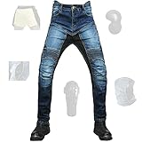 CYLZRCl Reitjeans Neutralen Stil, Mit Abnehmbaren Knie-Hüft-Protektoren Rennhose, Absturzsicherung, Mode Und Fahrsicherheitsdesign Geeignet Motorräder, Reiten, Skifahren (Color : Blue, Größe : 4XL)