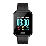 Flisdtry 3,3 cm (1,3 Zoll) P2 Smart Armband Farbbildschirm Fitness Tracker Wasserdicht Bluetooth Smart Armband (Schwarz)