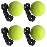 yotutun Tennisball mit Schnur, 4 Stück Tennistrainer Gummiband Tennistraining Elastisch Tennis Trainingsball Rebound Ball für Kinder Erwachsene Anfänger Solotraining