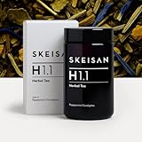 SKEISAN H1.0 Pfefferminz Eukalyptus Kräutertee lose im Aromaglas 50 g, erfrischender Eukalyptus-Apfelminze-Pfefferminz Tee, Kräutertee Mix, 50 Tassen, Heiß oder als Eistee, vegan, ohne Zusätze