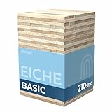 KeraBlocks Basic Eiche - 210 Stück Holzklötzchen zum Basteln 160x22x8mm - Bastelholz ohne Klebeband - Perfekt zur kreative DIY Projekte
