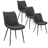 WOLTU 4 x Esszimmerstühle 4er Set Esszimmerstuhl Küchenstuhl Polsterstuhl Design Stuhl mit Rückenlehne, mit Sitzfläche aus Stoffbezug, Gestell aus Metall, Anthrazit, BH247an-4