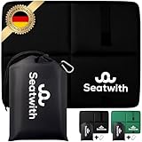 Seatwith® Gedächtnisschaum Sitzkissen Outdoor - Wärme und extremen Komfort mit Outdoor Sitzkissen Wetterfest (45x35cm) - Thermo Sitzkissen Outdoor Faltbar für Camping, Stadion und Wandern (Schwarz)