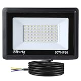Blivrig 50W LED Strahler Außen Warmweiß 3000K 5000LM, 72 LED Scheinwerfer Aussen, IP66 Wasserdicht Fluter, Gärten Außenstrahler, für Hof, Garage, Lager