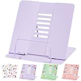 WuGU Buchständer Metall, verstellbarer Faltbarer Buchständer kinder, Multifunktionales Metall-Lesegestell für Halten von Redeentwürfen, Lehrbüchern, iPads, Rezepten(Lila)