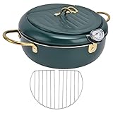 Edelstahl Fritteuse 3L - Öl Fritteuse mit Thermometer, Kaltzonenfritteuse, Auslaufsicher, Für Induktions- & Gasherde, Abnehmbarer Deckel, Lebensmittelecht 304 Edelstahl