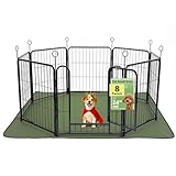 Lekesky Welpenauslauf Metall 60 cm, 8-teilig mit Tür & wasserdichter Bodenmatte Faltbar – Welpenlaufstall/Hundelaufstall für kleine Hunde & Welpen, auch als Kaninchenzaun (kurzfristig draußen)
