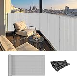 Coarbor Sichtschutzzaun für Balkon, Veranda, Veranda, Terrasse, Terrasse, Hinterhof, Geländer, bis zu 90 % Verstopfung, 91 x 2,5 cm, Grau 3'x50' grau