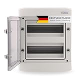 Intratec Sicherungskasten Aufputz, IP65 – Verteilerkasten außen, Feuchtraum-Verteiler für Garten, Keller, Garage und Außenbereich, 2-reihig, 24 Module, 384 x 319 x 144 mm, Grau