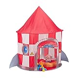 Relaxdays Spielzelt, Raketen-Design, Kinderhöhle, drinnen & draußen, HD 130 x 100 cm, Mädchen & Jungen, Kinderzelt, bunt