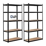 Arebos Schwerlastregal 2er Set | 180x90x30cm | 875kg Tragkraft | 0,63 mm | 5 MDF-Platten | Regal Lagerregal Kellerregal Steckregal Werkstattregal | Schwarz
