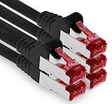 1aTTack.de - 5x 2m CAT6 Patchkabel S/FTP PIMF Schirmung CAT.6 RJ45 Netzwerkkabel Ethernetkabel DSL LAN Router Switch Modem Patchfeld - schwarz - 5 Stück