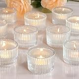 12 Stück Teelichthalter, Teelicht Gläser, Kerzenhalter Glas, 5.5cm x 3.5cm Clear Teelichter Glas, Kleine Teelichtgläser für Birthday Party, Table Decoration Home Decoration und Wedding (Transparent)