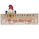 DECOMELODY Weihnachtskalender Holzornament Weihnachtsmann Countdown Dekoration Khaki Tischkalender für Zuhause Büro Saisonale Weihnachtsdeko