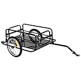 HOMCOM Fahrradanhänger Lastenanhänger für Fahrrad 40 kg Belastbarkeit Transportanhänger Handwagen Kupplung Stahl Schwarz 139 x 71,5 x 49 cm