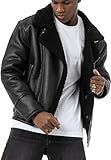 Red Bridge Herren Kunst-Lederjacke Balboa Fliegerjacke Piloten Jacke Fellkragen Schwarz L