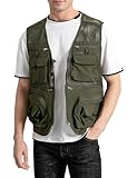 Vanchenl Herren Outdoor Arbeit Mesh Angeln Weste Utility Multi Pocket Schießen Safari Reise Fotografie Waistcoatt Armeegrün L