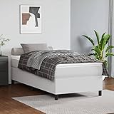 Tidyard Boxspringbett Bettrahmen Jugendbett mit Lattenrost Bett mit Kopfteil Gästebett Polsterbett Schlafzimmerbett Designerbett Doppelbett/Einzelbett Hotelbett Weiß 80x200 cm Kunstleder