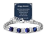 GEMAURA Armband Herren Edelstahl Armbänder für Herren Silber Perlenarmband Herren 8 mm Perlenarmbänder Cuban Armband Edelstahl für Papa Sohn Bruder Ehemann