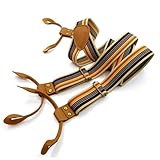 COOKOE Hosenträger im Vintage-Stil, für Herren, lässig, modisch, aus Leder, verstellbar, 6 Knöpfe