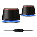 Sanyun SW102 PC-Lautsprecher, 5Wx2, Tiefer Bass in kleinem Körper, Stereo 2.0 USB 3.5mm Aux Multimedia-Lautsprecher, eingebaute Bass Vibrierende Membran, Computer Laptop Desktop Lautsprecher, Schwarz