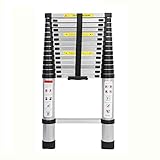 2,6M/3,2M/3,8M/4,4M Alu-Teleskopleiter Aluminium Klappleiter Rutschfester Sicher Aluleiter Mehrzweckleiter Stehleiter Ausziehleiter Tragbar Leichte Leiter 150 kg Belastbarkeit,EN131-Zertifizierung